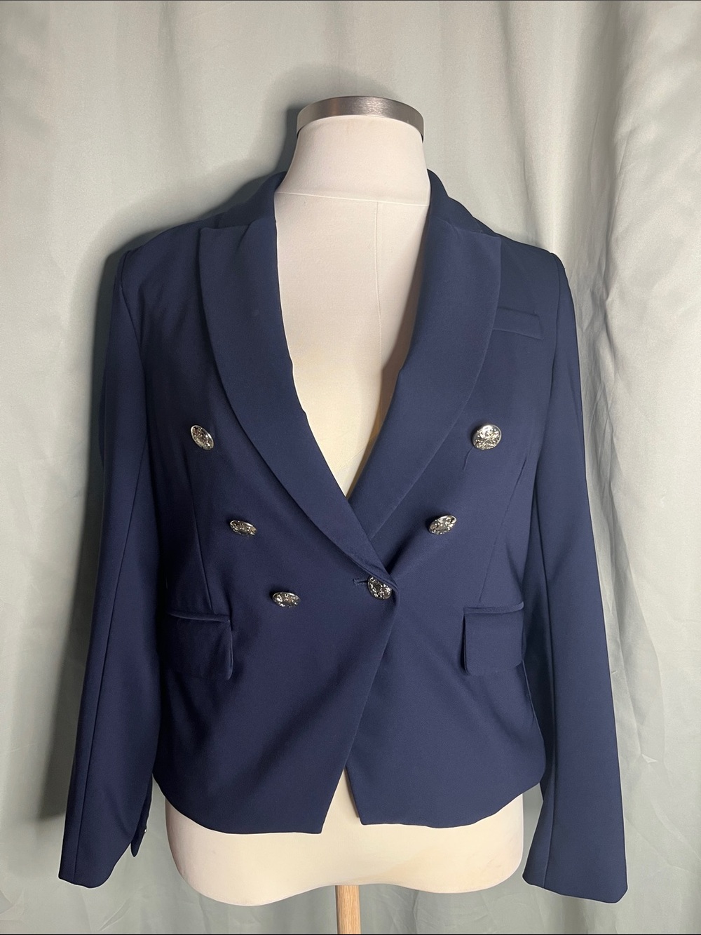 Rachel Zoe Navy Double-Breasted Women's Blazer Jacket